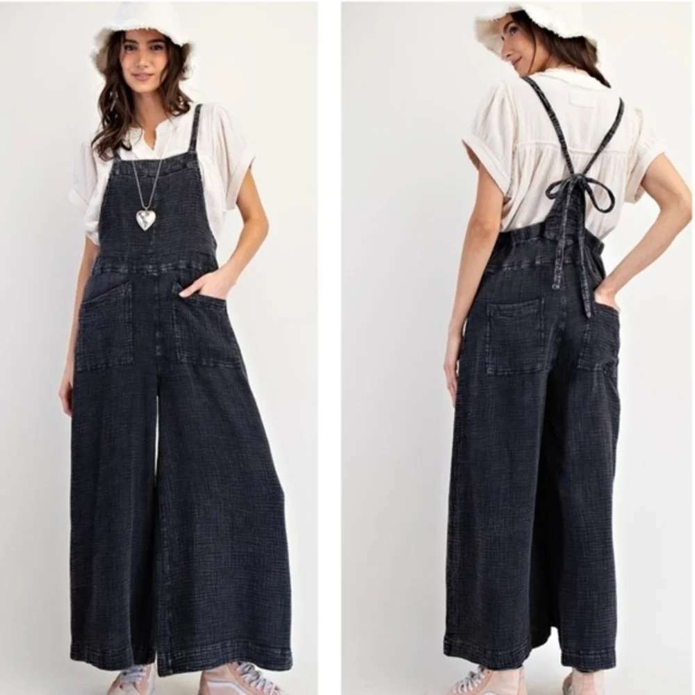 Easel Charcoal Jumpsuit with Pockets - Picture 2 of 7